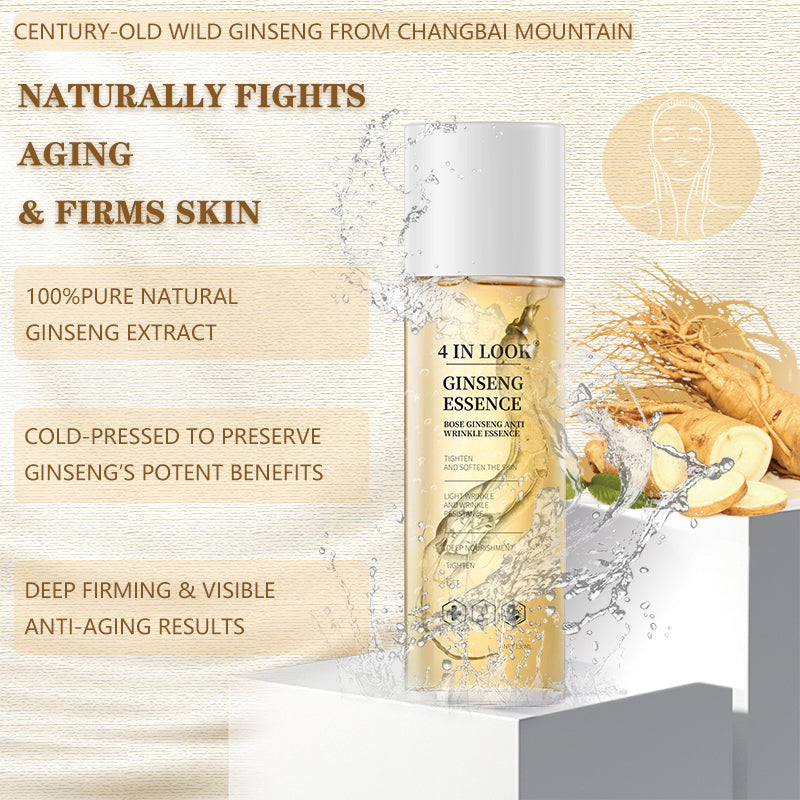 [4inlook official]Natural Ginseng Anti-Aging Hydrating Essence Water – 100% Wild Ginseng from Himalayas, Deep Moisture & Wrinkle Care for All Skin Types    Firming Skincare Serums Moisturizer Gentle