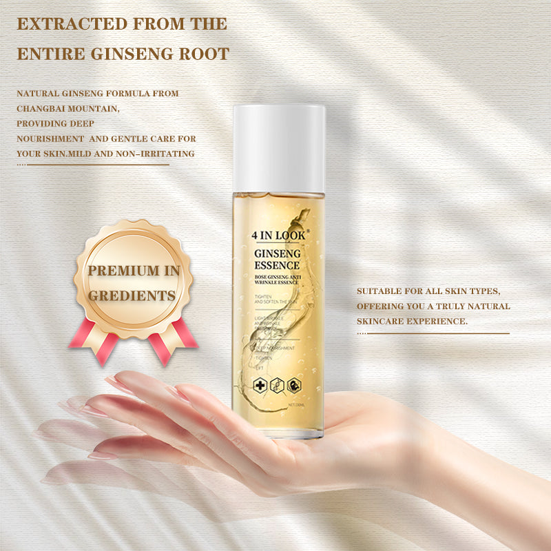 [4inlook official]Natural Ginseng Anti-Aging Hydrating Essence Water – 100% Wild Ginseng from Himalayas, Deep Moisture & Wrinkle Care for All Skin Types    Firming Skincare Serums Moisturizer Gentle