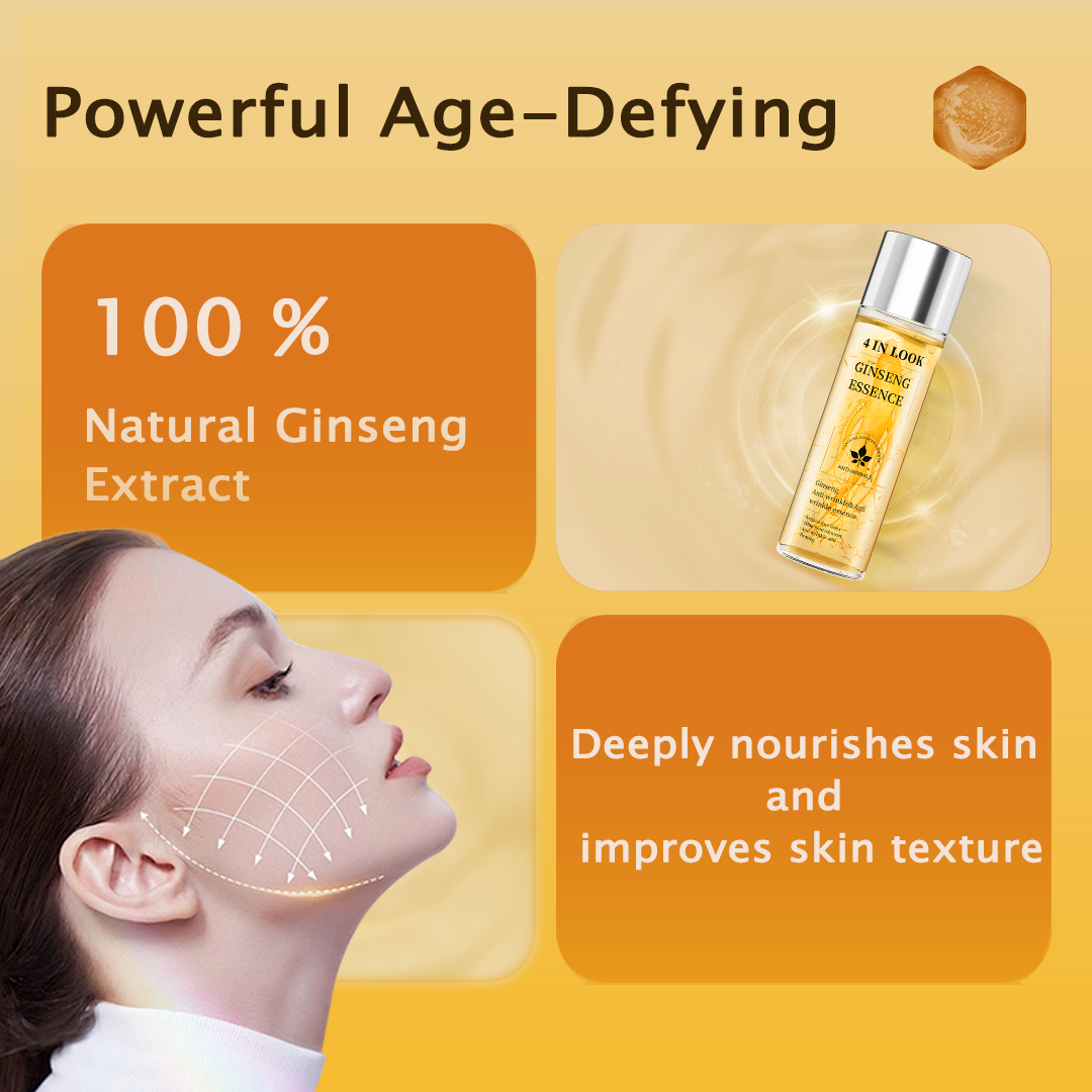 [4inlook official]Natural Ginseng Anti-Aging Hydrating Essence Water – 100% Wild Ginseng from Himalayas, Deep Moisture & Wrinkle Care for All Skin Types    Firming Skincare Serums Moisturizer Gentle