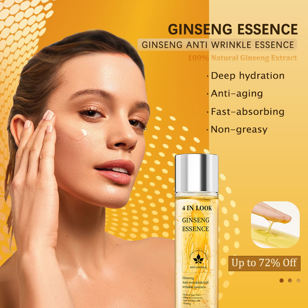 [4inlook official]Natural Ginseng Anti-Aging Hydrating Essence Water – 100% Wild Ginseng from Himalayas, Deep Moisture & Wrinkle Care for All Skin Types    Firming Skincare Serums Moisturizer Gentle